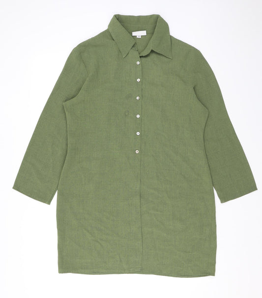 Offshoot Womens Green Polyester Basic Button-Up Size 16 Collared