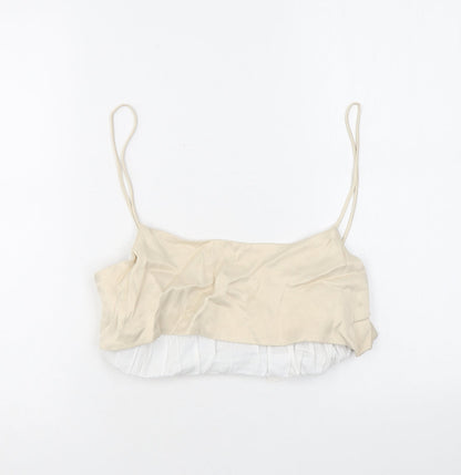 Womens UK Size S Zara Beige Cropped Tank