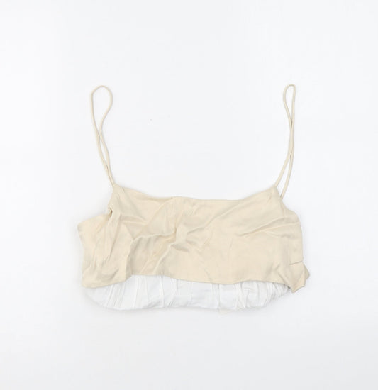 Womens UK Size S Zara Beige Cropped Tank