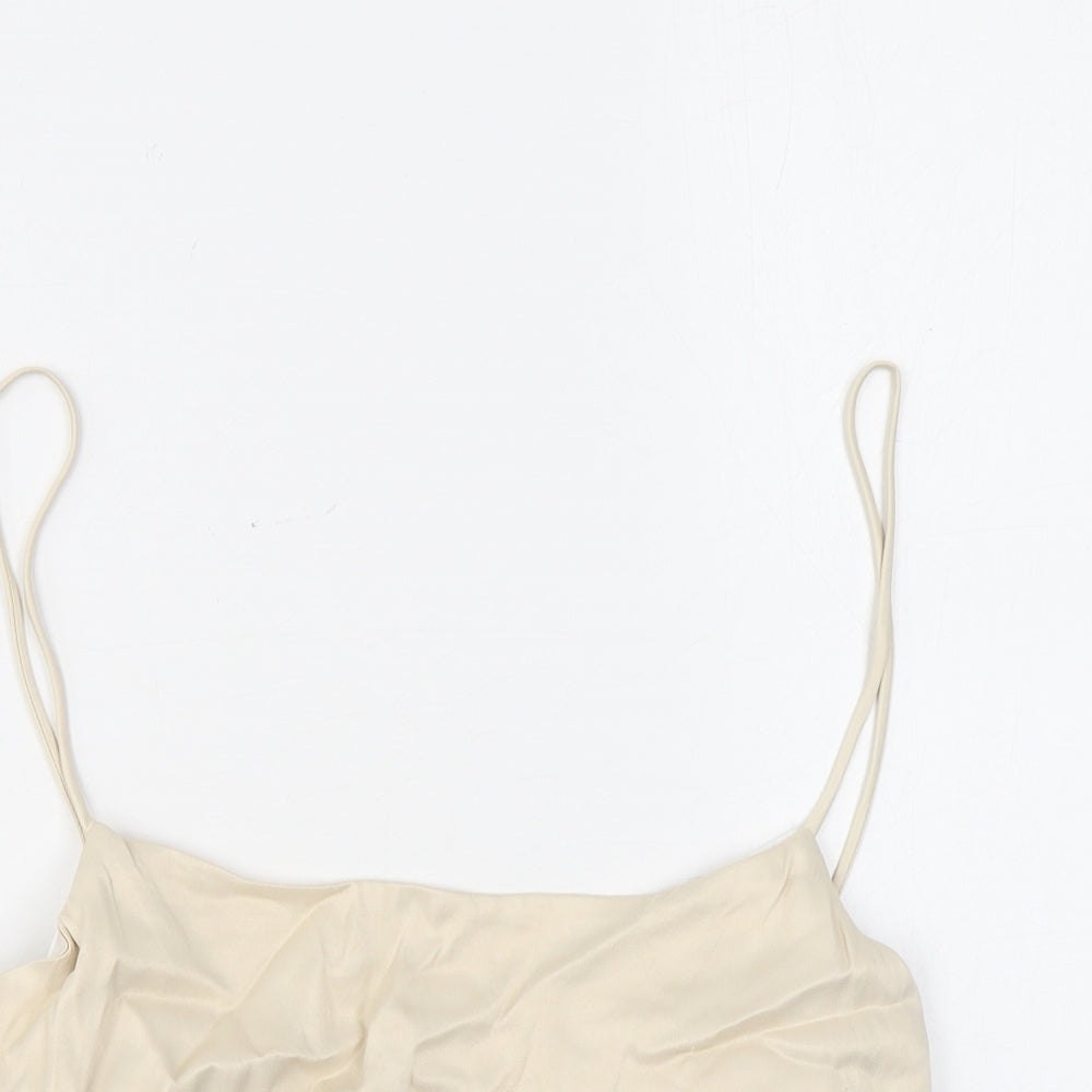 Womens UK Size S Zara Beige Cropped Tank