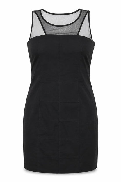 H&M Womens Black Polyester Pencil Dress Size 14 Scoop Neck Zip