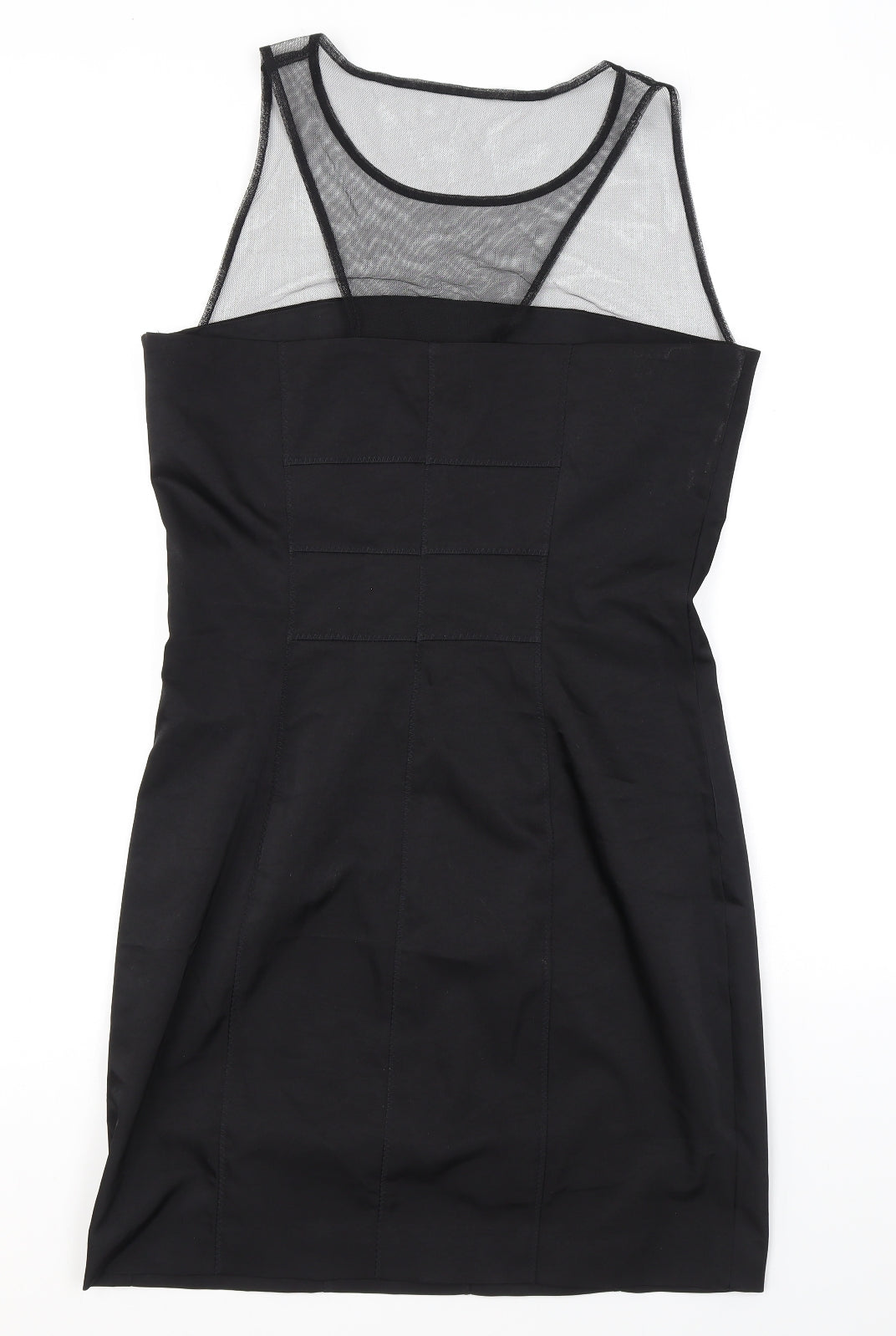 H&M Womens Black Polyester Pencil Dress Size 14 Scoop Neck Zip