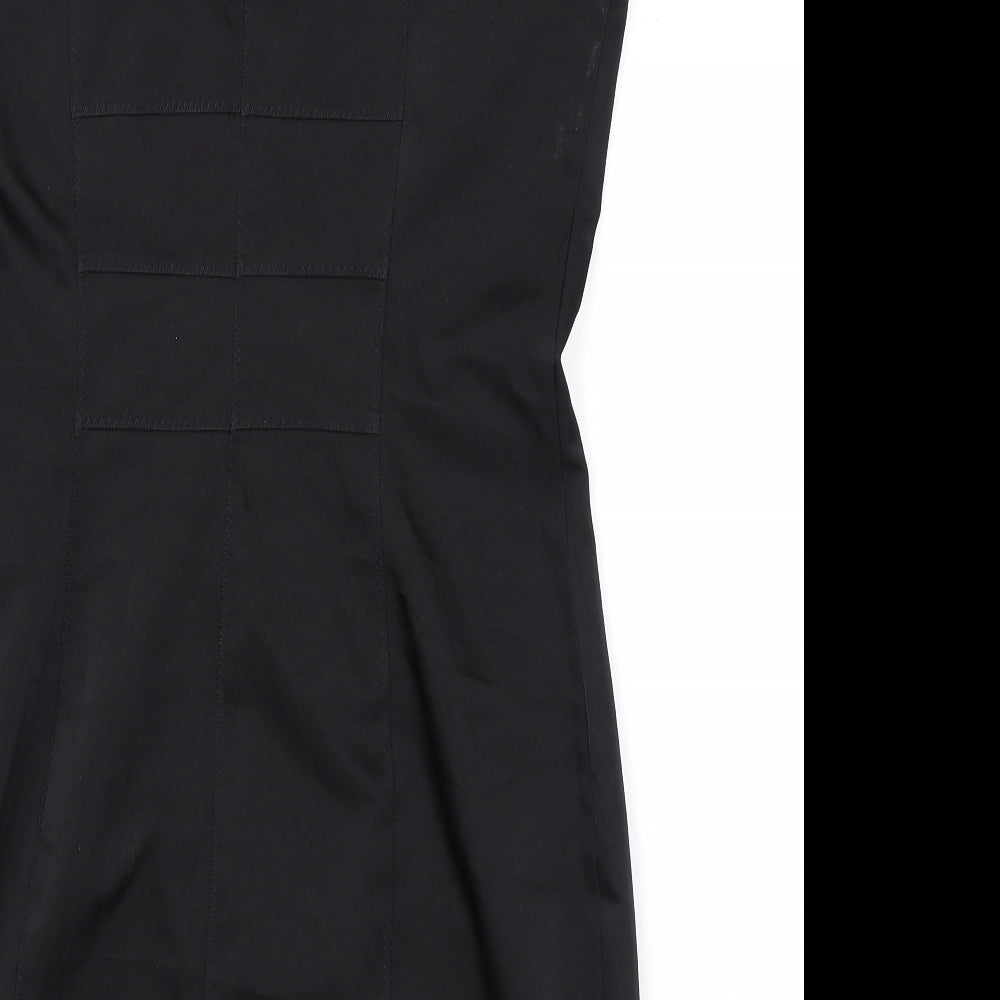H&M Womens Black Polyester Pencil Dress Size 14 Scoop Neck Zip