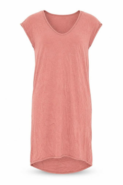 Forever 21 Womens Pink Rayon T-Shirt Dress Size M Scoop Neck Pullover