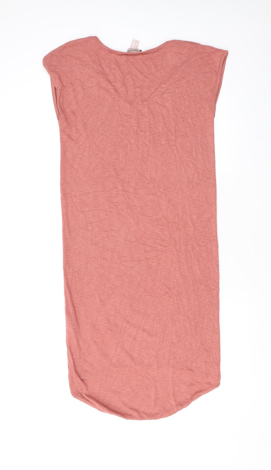 FOREVER 21 Womens Pink Rayon T-Shirt Dress Size M Scoop Neck Pullover