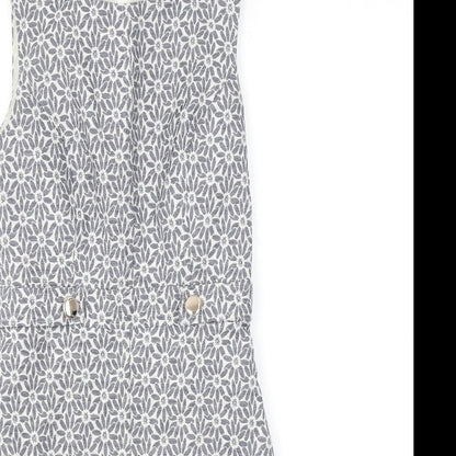 Miss Selfridge Womens Grey Floral Polyester A-Line Size 8 Round Neck Zip