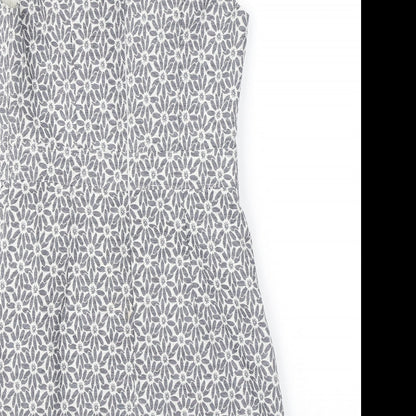 Miss Selfridge Womens Grey Floral Polyester A-Line Size 8 Round Neck Zip