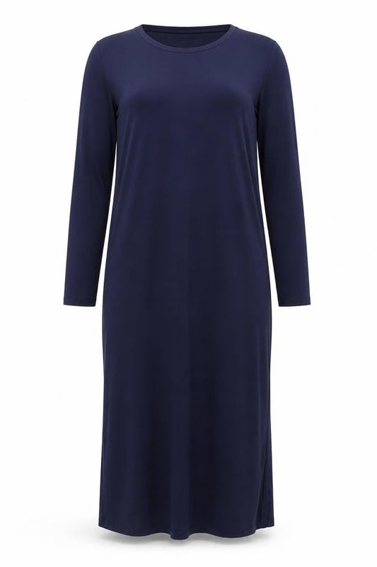 Flounce Womens Blue Viscose A-Line Size 14 Round Neck Pullover