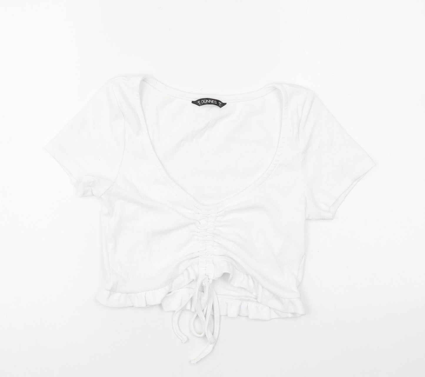 Womens UK Size M Dunnes Stores White Cropped T-Shirt
