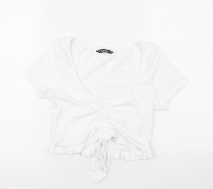 Womens UK Size M Dunnes Stores White Cropped T-Shirt