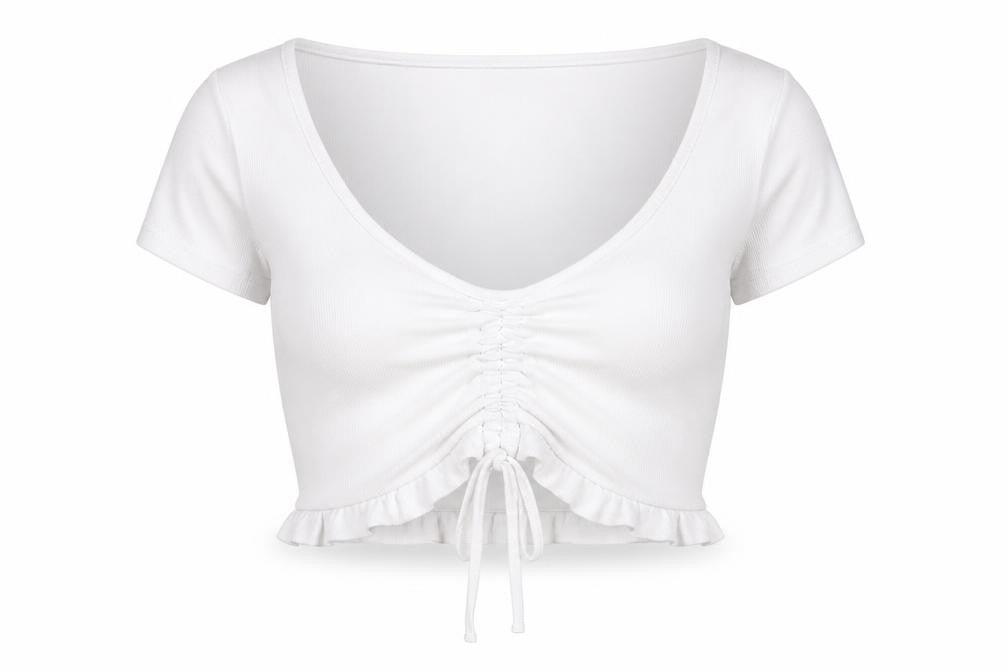 Womens UK Size M Dunnes Stores White Cropped T-Shirt