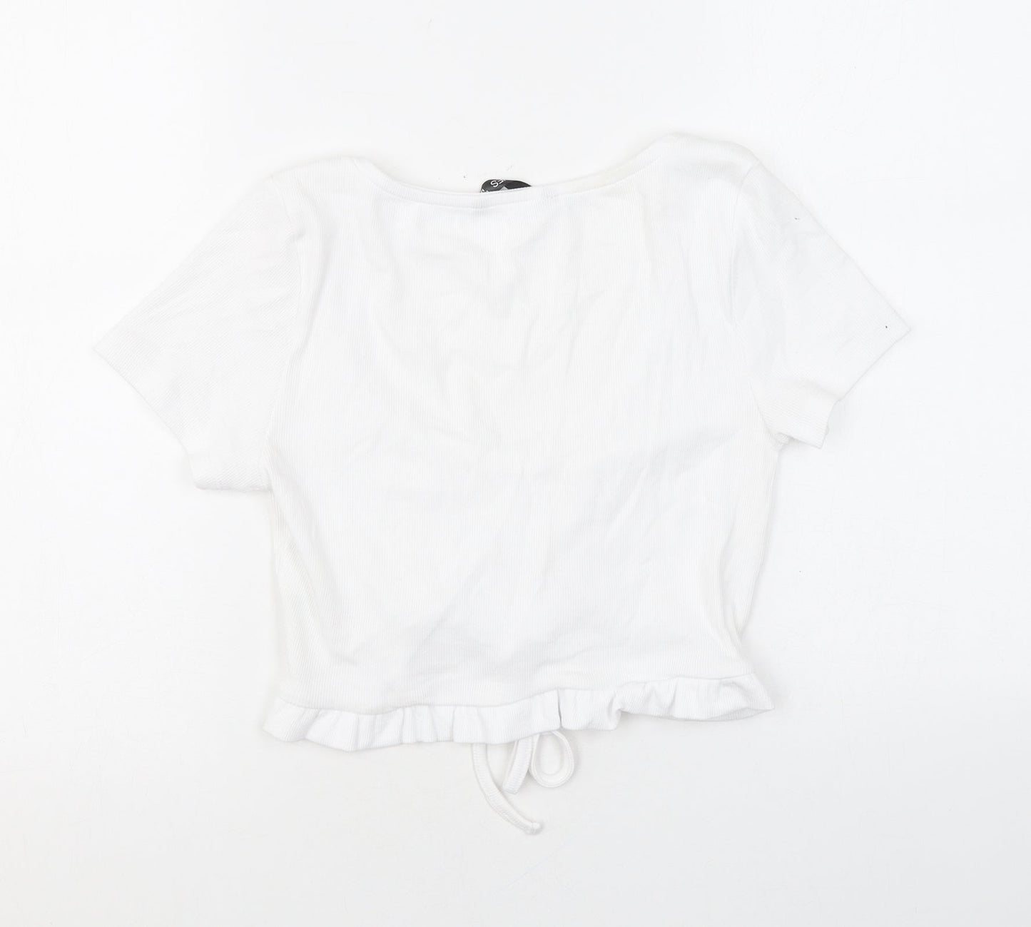 Womens UK Size M Dunnes Stores White Cropped T-Shirt