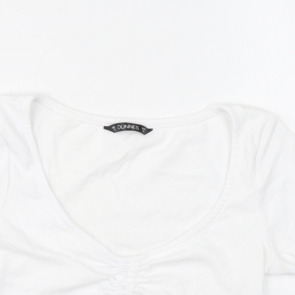 Womens UK Size M Dunnes Stores White Cropped T-Shirt