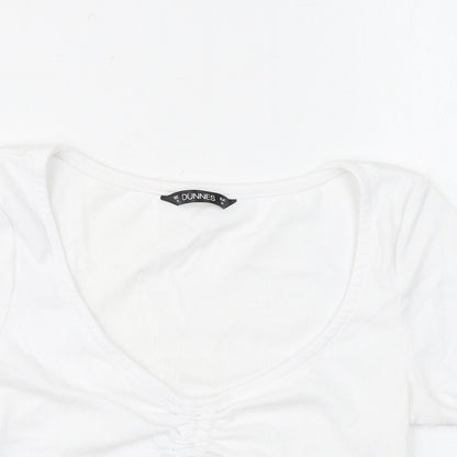 Womens UK Size M Dunnes Stores White Cropped T-Shirt