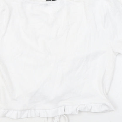 Womens UK Size M Dunnes Stores White Cropped T-Shirt