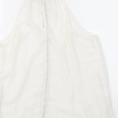 Zara Womens White Polyester Basic Tank Size M Halter - Beading