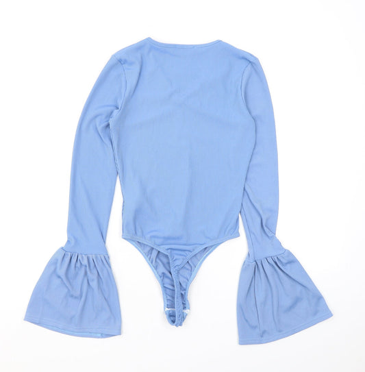 Missguided Womens Blue Polyester Bodysuit One-Piece Size 6 L10 in Snap