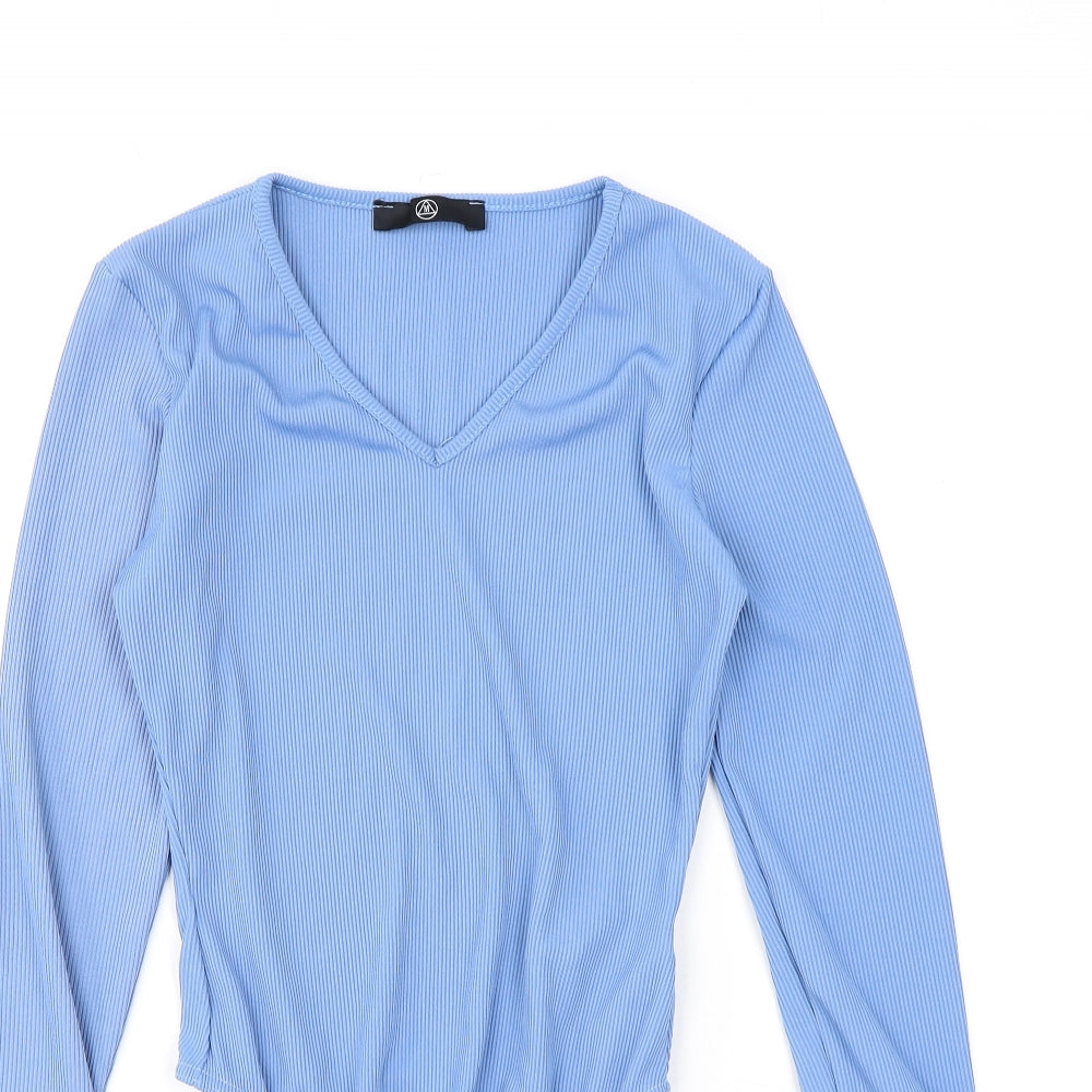 Missguided Womens Blue Polyester Bodysuit One-Piece Size 6 L10 in Snap