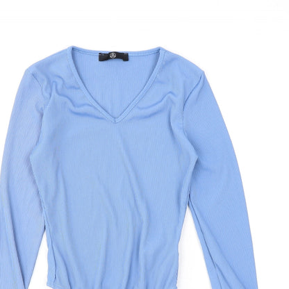 Missguided Womens Blue Polyester Bodysuit One-Piece Size 6 L10 in Snap