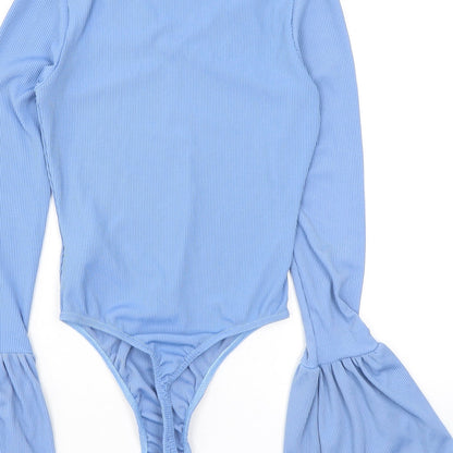 Missguided Womens Blue Polyester Bodysuit One-Piece Size 6 L10 in Snap