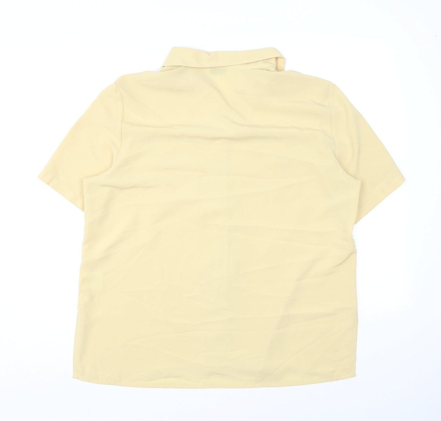 Berkertex Womens Yellow Polyester Basic Button-Up Size 16 Collared - Pockets