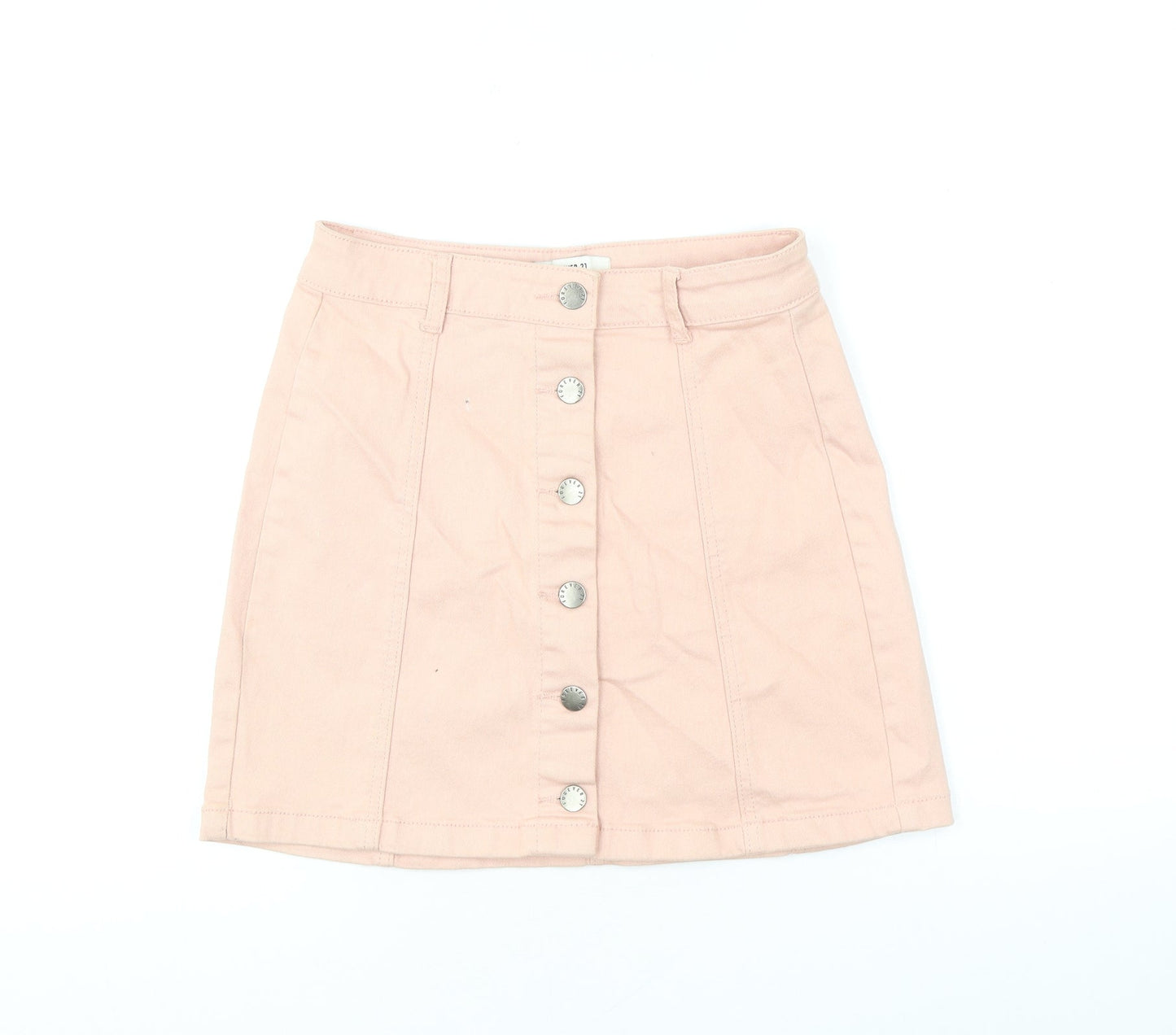 FOREVER 21 Womens Pink Cotton Mini Skirt Size S Button