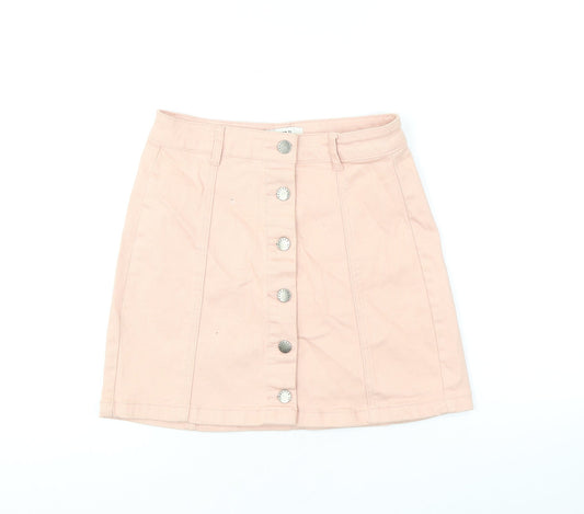 FOREVER 21 Womens Pink Cotton Mini Skirt Size S Button