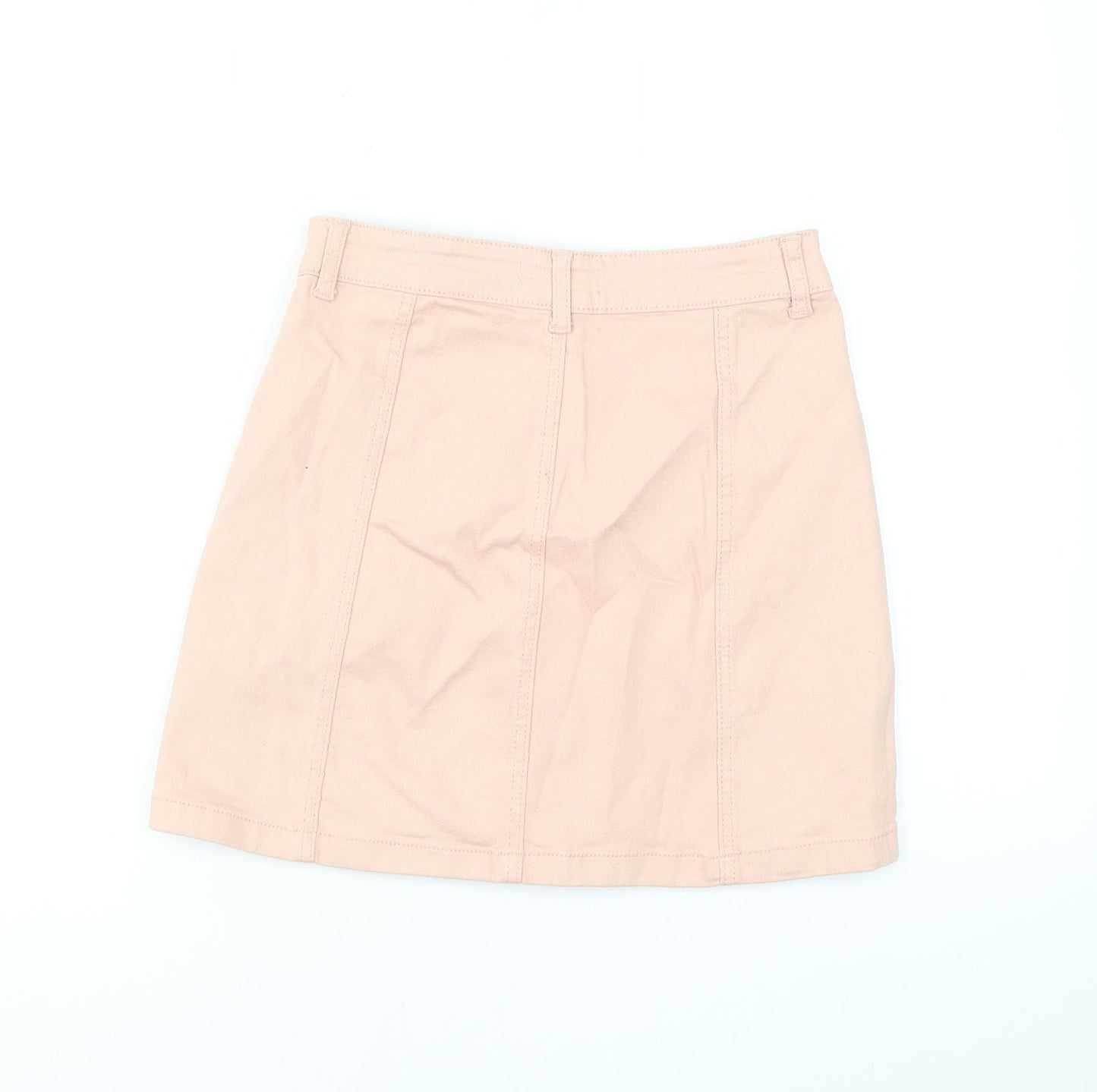 FOREVER 21 Womens Pink Cotton Mini Skirt Size S Button