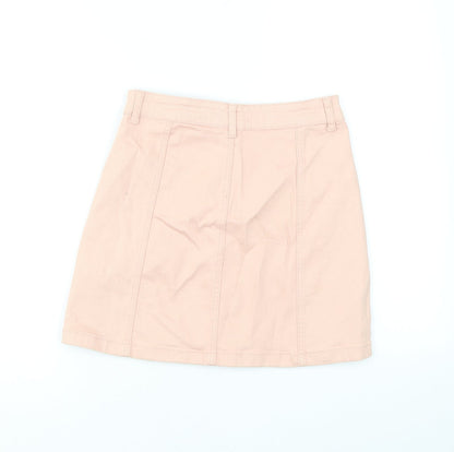 FOREVER 21 Womens Pink Cotton Mini Skirt Size S Button