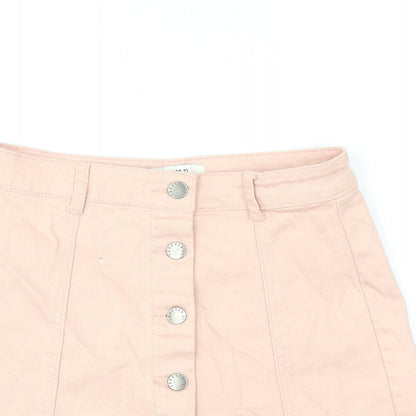 FOREVER 21 Womens Pink Cotton Mini Skirt Size S Button