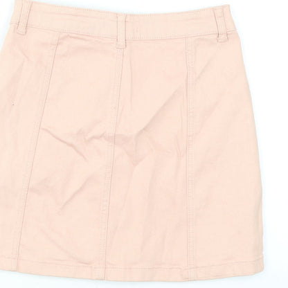 FOREVER 21 Womens Pink Cotton Mini Skirt Size S Button