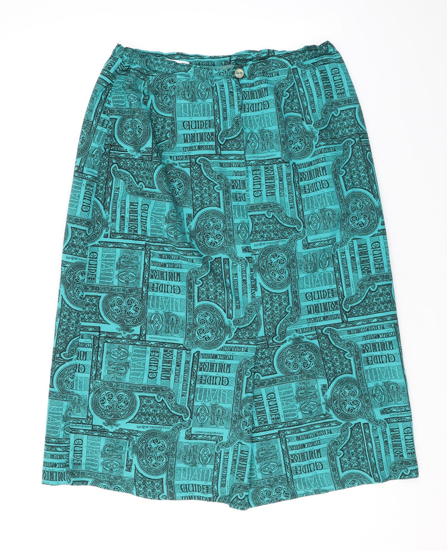 Rio Womens Green Geometric Polyester Straight & Pencil Skirt Size 14 Zip