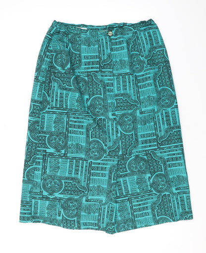 Rio Womens Green Geometric Polyester Straight & Pencil Skirt Size 14 Zip