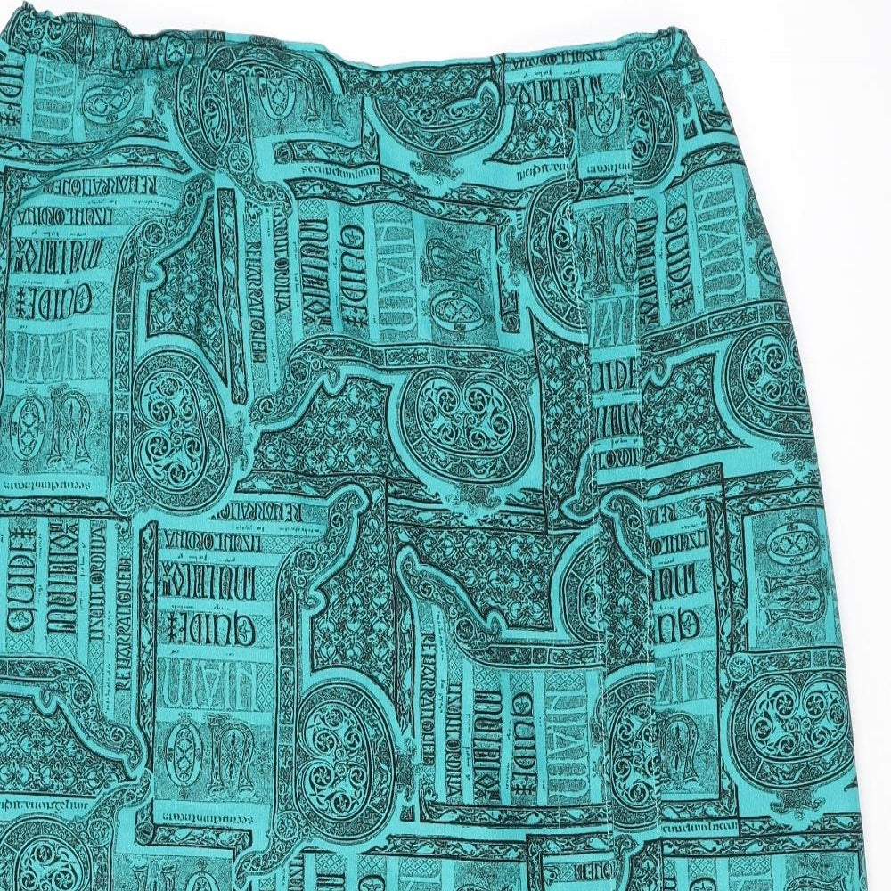Rio Womens Green Geometric Polyester Straight & Pencil Skirt Size 14 Zip