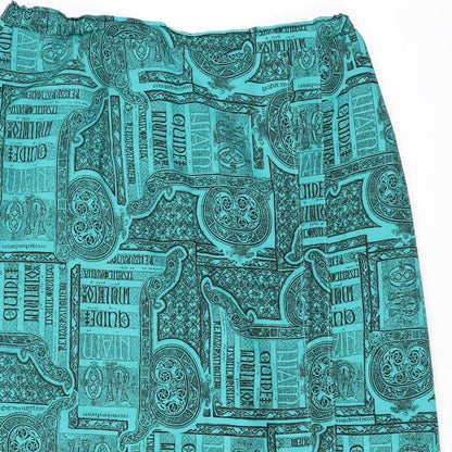 Rio Womens Green Geometric Polyester Straight & Pencil Skirt Size 14 Zip