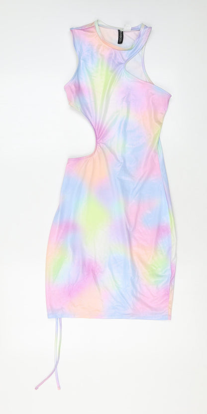 Divided by H&M Womens Multicoloured Geometric Polyester Bodycon Size S Round Neck Pullover - Cutout