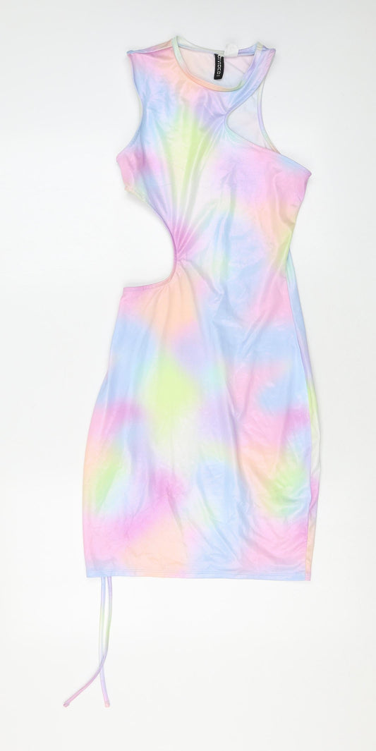 Divided by H&M Womens Multicoloured Geometric Polyester Bodycon Size S Round Neck Pullover - Cutout
