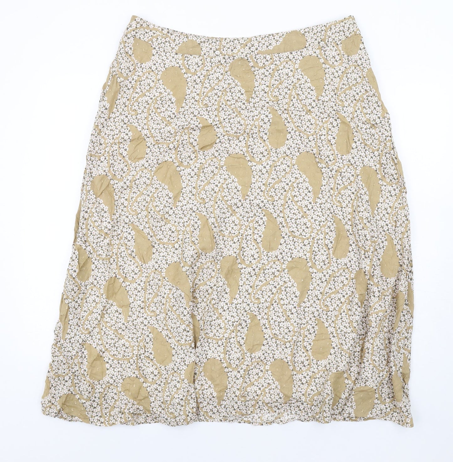 Marks and Spencer Womens Beige Floral Modal A-Line Skirt Size 18 Zip