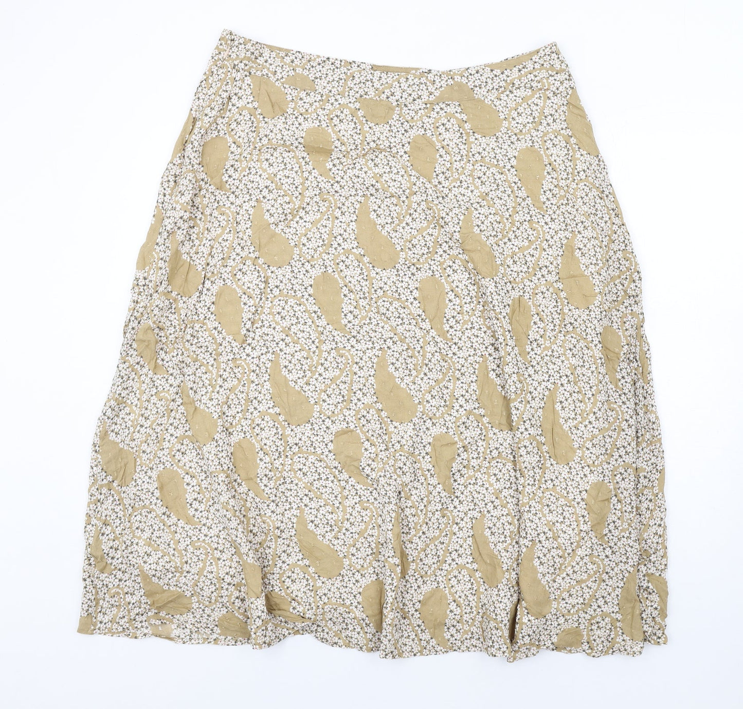 Marks and Spencer Womens Beige Floral Modal A-Line Skirt Size 18 Zip