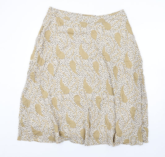 Marks and Spencer Womens Beige Floral Modal A-Line Skirt Size 18 Zip