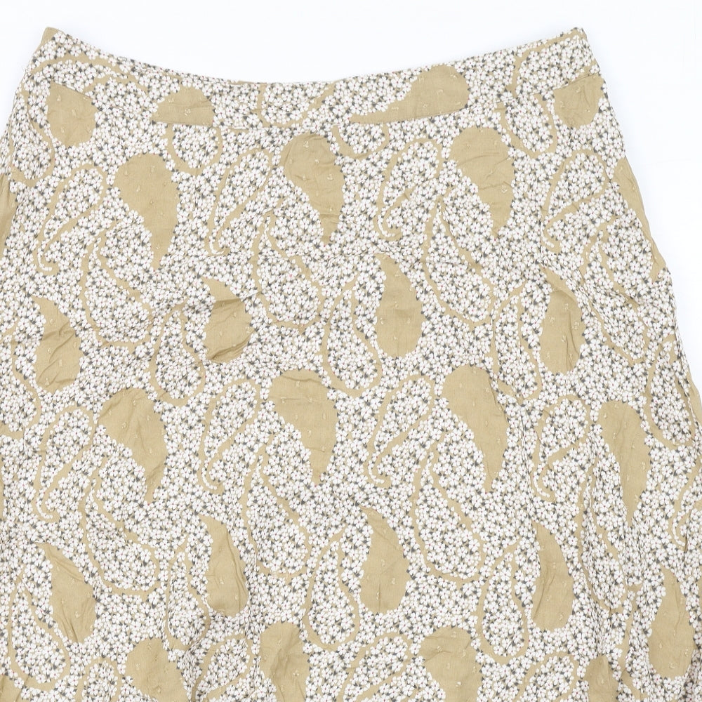 Marks and Spencer Womens Beige Floral Modal A-Line Skirt Size 18 Zip