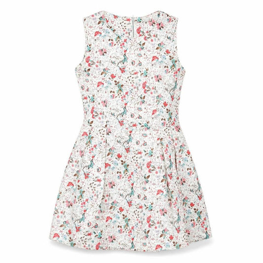 Gap Womens Ivory Floral Cotton Fit & Flare Size 10 Round Neck Zip