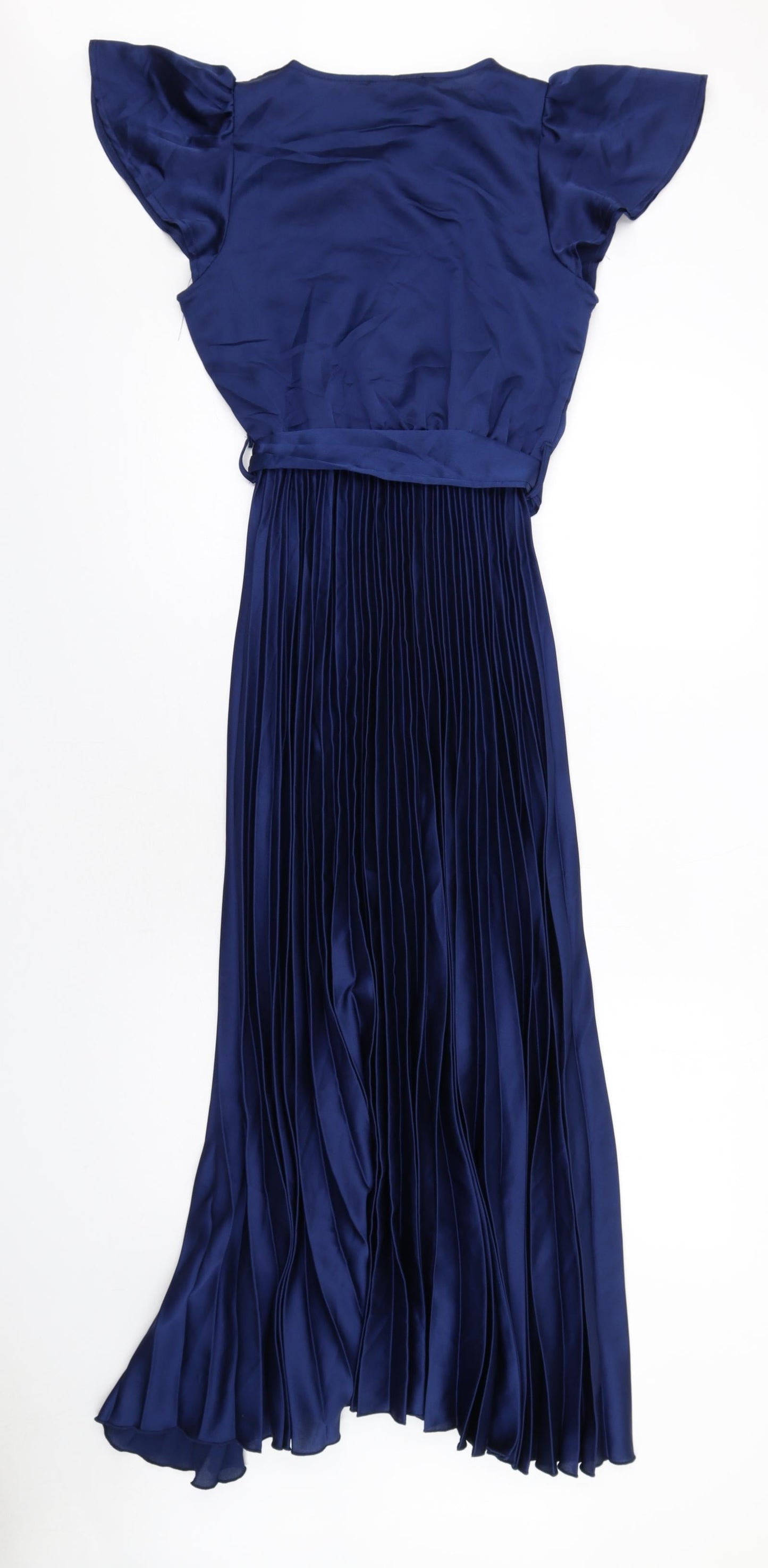 New Look Womens Blue Polyester A-Line Size 6 V-Neck Pullover - Pleated