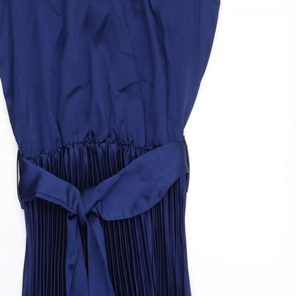 New Look Womens Blue Polyester A-Line Size 6 V-Neck Pullover - Pleated