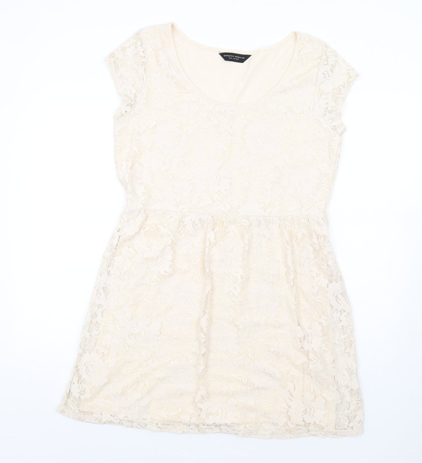 Dorothy Perkins Womens Beige Polyester Fit & Flare Size 16 Round Neck Pullover