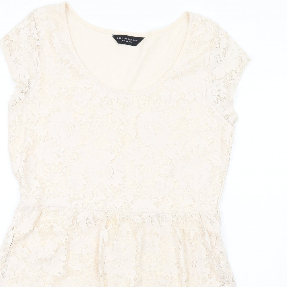 Dorothy Perkins Womens Beige Polyester Fit & Flare Size 16 Round Neck Pullover