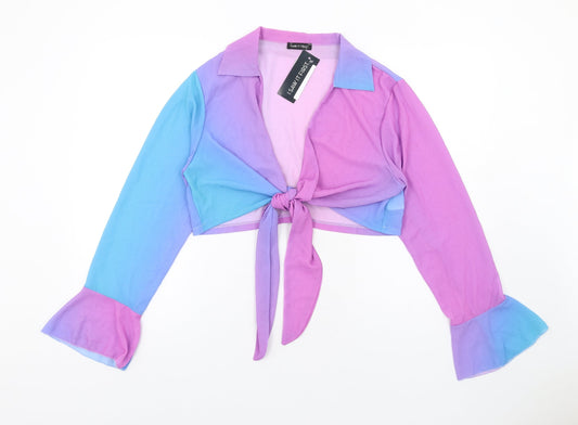 I SAW IT FIRST Womens Multicoloured Polyester Basic Blouse Size 14 V-Neck