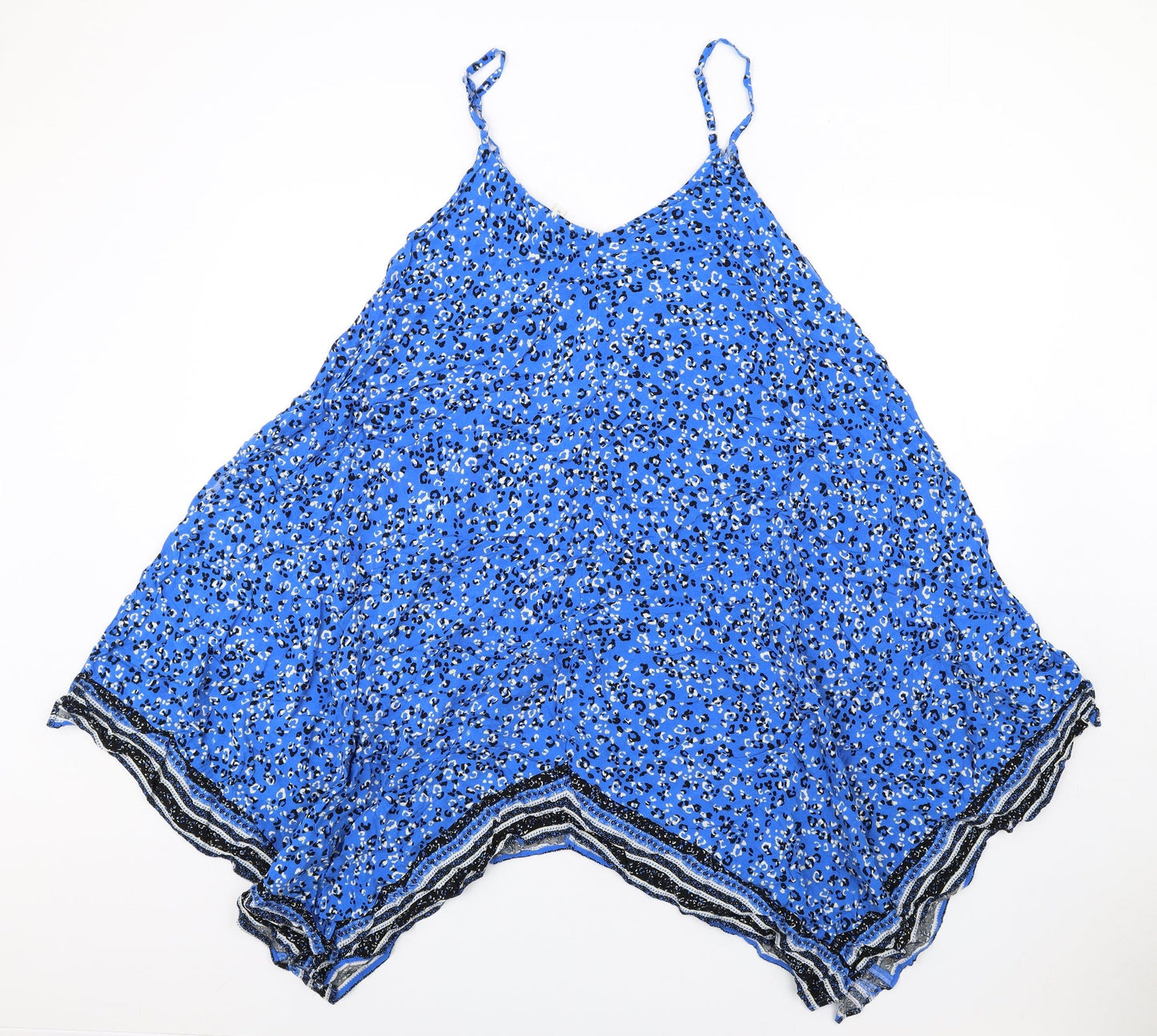 Monsoon Womens Blue Geometric Viscose Slip Dress Size M V-Neck Pullover