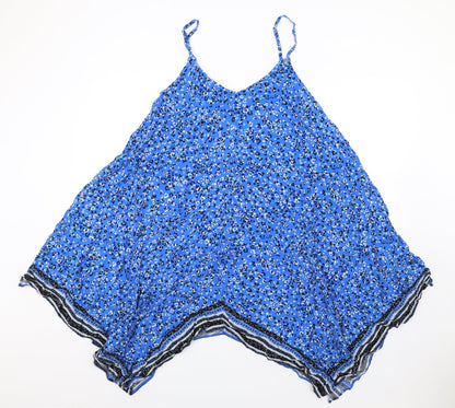 Monsoon Womens Blue Geometric Viscose Slip Dress Size M V-Neck Pullover