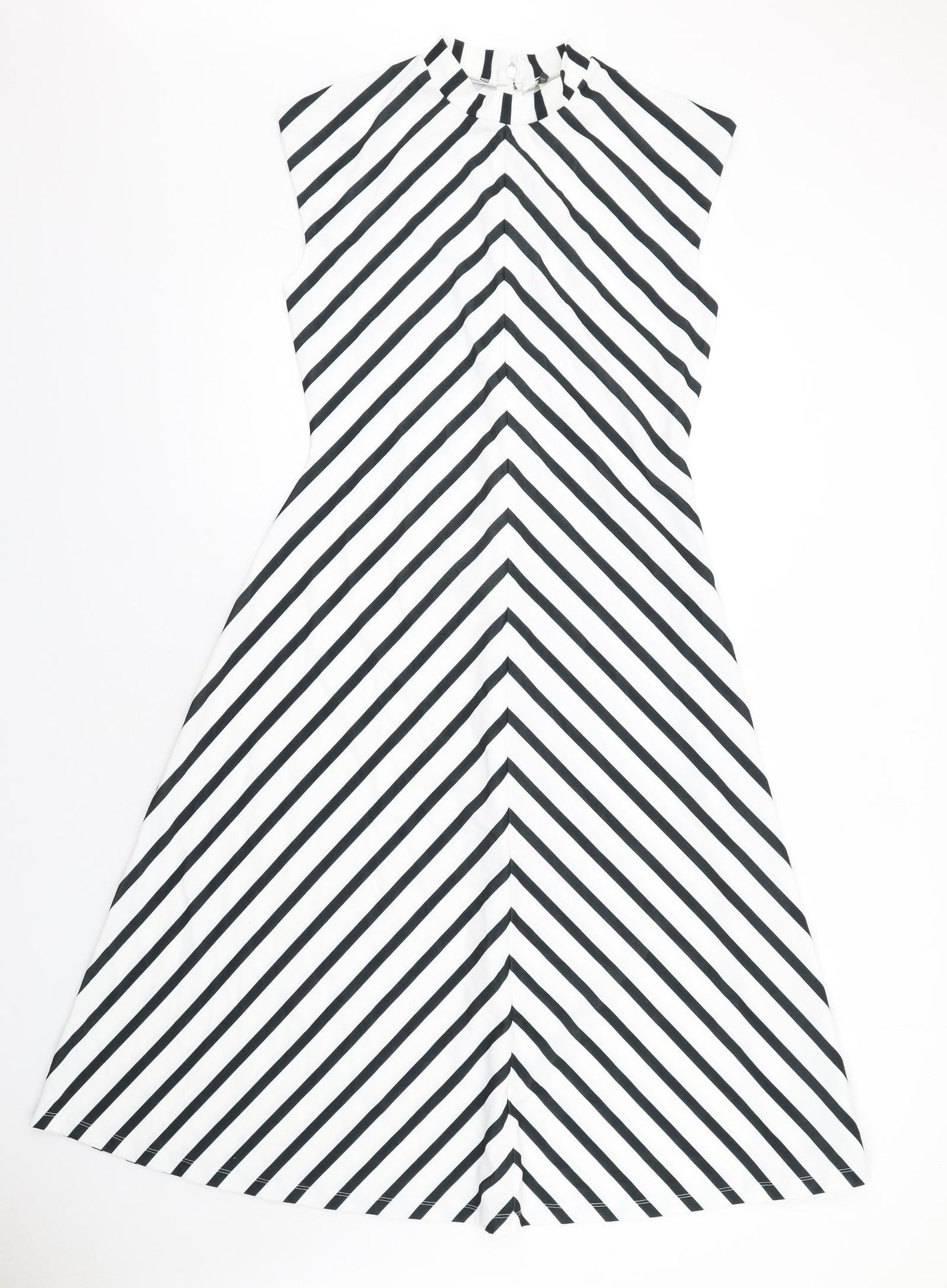 Mexx Womens White Chevron Polyester A-Line Size 10 Mock Neck Zip